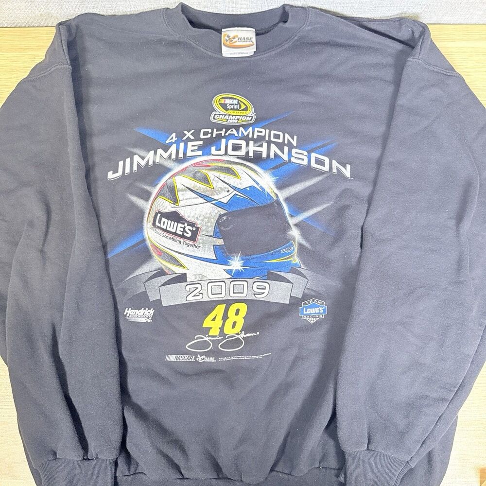 Vintage 2009 Jimmie Johnson 4X Champion NASCAR Crewneck Sweatshirt Chase XL